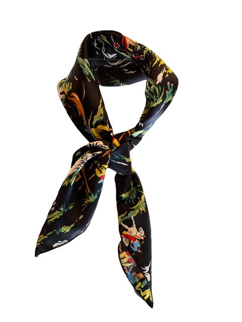 Retro Cowboy Silk Scarf 22" x 22"