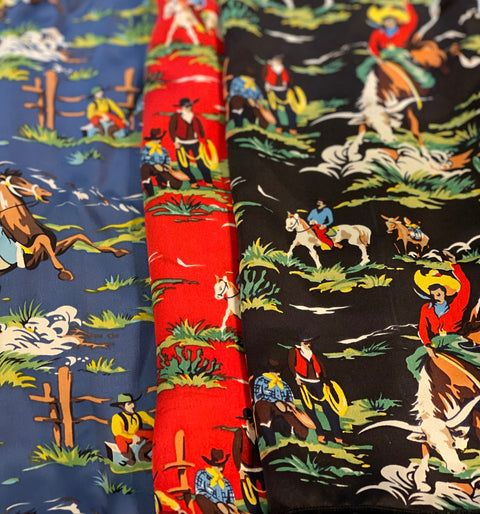 Retro Cowboy Silk Scarf 22" x 22"