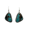 Wire earrings with triangular shaped Crescent Valley turquoise stone 3/4" x 1/2" with twist wire.This stone is fabulous.Native American made.
