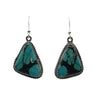 Wire earrings with triangular shaped genuine Crescent Valley turquoise stone 5/8" x 1/2", twist wire bezel.The stone is beautiful, Wow.Native American made.