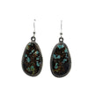 Wire earrings with long oval shaped genuine #8 Mine turquoise stone 1" x 5/8", twist wire bezel.The stone is beautiful.Native American made.