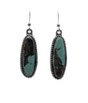 Wire earrings with long oval shaped #8 Mine turquoise stone 1" x 1/4" with twist wire.So adorable.Native American made.