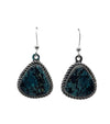 Wire earrings with triangular shaped genuine #8 Mine turquoise stone 1/2" x 1/2", twist wire bezel.The stone is beautiful.Native American made.