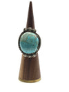 Oval Turquoise Stone Ring with 6 Starburst Buttons