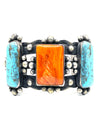 3-stone Turquoise and Spiny Oyster Cuff