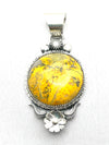 Bumble Bee Pendant with Round Stone and Decorative Leaf Pattern