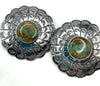 Large Hachita Turquoise Concho Earrings