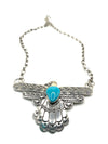 3 1/2" x 2" Thunderbird Necklace with Kingman Turquoise Stone