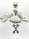 3" x 3 1/2" Thunderbird Pendant with Kingman Turquoise & Arrows
