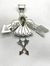 3 1/2" x 3 1/2" Thunderbird Pendant with Kingman Turquoise & Arrows