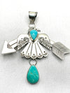 3 1/2" x 3 1/4" Thunderbird Pendant with Turquoise Drop