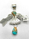 3 1/4" x 3" Thunderbird Pendant with Turquoise Drop