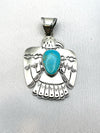 3" x 1 3/4"Thunderbird Pendant with Kingman Turquoise Stone