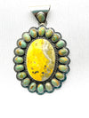 3" x 2" Oval Daisy Cluster Pendant with Bumble Bee jasper & Royston Stones