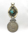 3.5" Half Dollar Coin Pendant with 3/4" x 3/4" #8 Mine Turquoise