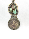 3.5" Half Dollar Coin Pendant with 1 1/4" x 3/4" #8 Mine Turquoise
