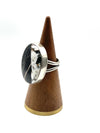 White Buffalo Ring with Simple Bezel
