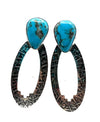 Earrings with Kingman Turquoise Post & Sterling Stamped Oval Drop